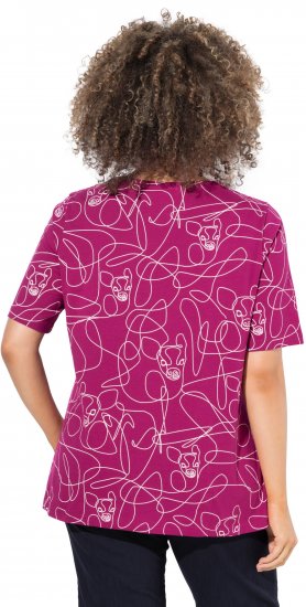 Ulla Popken Abstract Animal Print Short Sleeve Tee Magnolia Red - Bedruckte T-shirts für damen - 