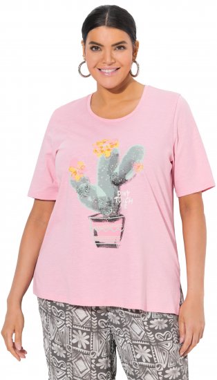 Ulla Popken Cactus Short Sleeve Graphic Tee Pink - Bedruckte T-shirts für damen - 