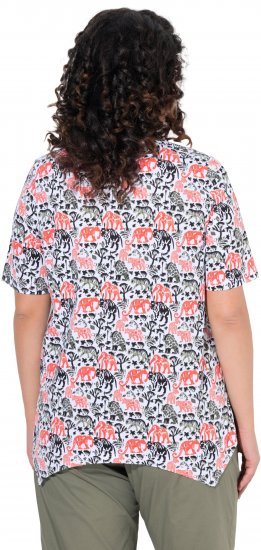 Ulla Popken Half-sleeve A-line V-neck Pointed Hem Animal Pattern T-shirt Snow White - Bedruckte T-shirts für damen - 