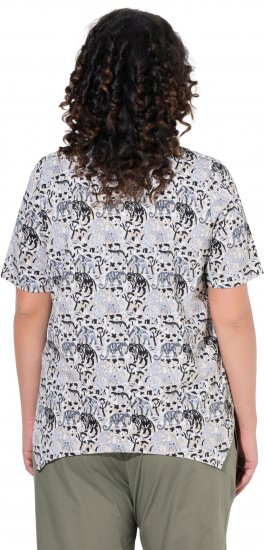 Ulla Popken Half-sleeve A-line V-neck Pointed Hem Animal Pattern T-shirt Moss - Bedruckte T-shirts für damen - 