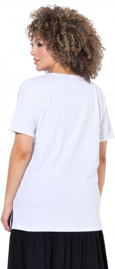 Ulla Popken Bow Short Sleeve Graphic Tee Snow White - Bedruckte T-shirts für damen - 