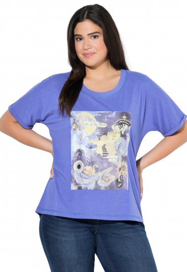 Ulla Popken Lady Of The Moon Short Sleeve Graphic Tee Lavender - Bedruckte T-shirts für damen - 