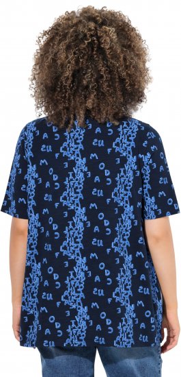 Ulla Popken Letter Print Short Sleeve Tee Navy - Bedruckte T-shirts für damen - 