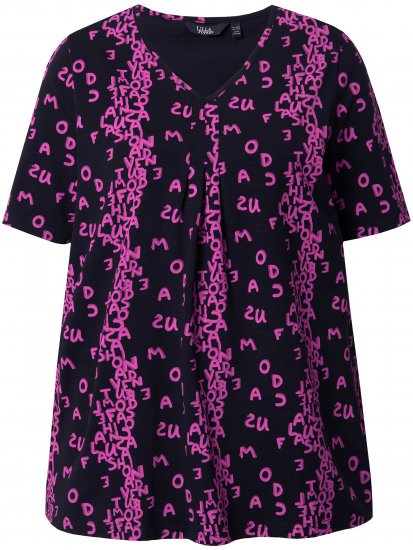Ulla Popken Letter Print Short Sleeve Tee Magnolia Red - Bedruckte T-shirts für damen - 