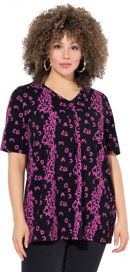 Ulla Popken Letter Print Short Sleeve Tee Magnolia Red - Bedruckte T-shirts für damen - 