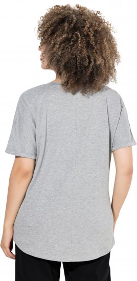 Ulla Popken WONDER Short Sleeve Graphic Tee Light Grey Melange - Bedruckte T-shirts für damen - 