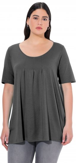 Ulla Popken Essential Front Pleat Tee Graphite Grey - T-Shirts - 