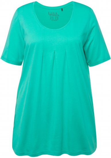 Ulla Popken Essential Front Pleat Tee Turquoise Green - T-Shirts - 