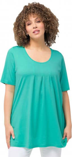 Ulla Popken Essential Front Pleat Tee Turquoise Green - T-Shirts - 