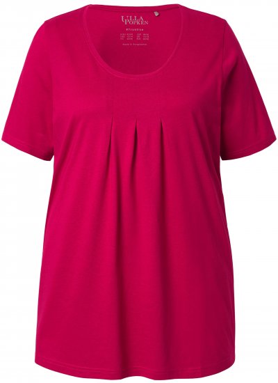 Ulla Popken Essential Front Pleat Tee Dark Raspberry - T-Shirts - 