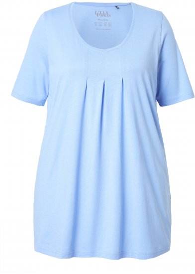 Ulla Popken Essential Front Pleat Tee Light Blue - T-Shirts - 