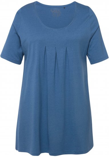 Ulla Popken Essential Front Pleat Tee Denim Blue - T-Shirts - 