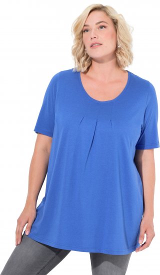 Ulla Popken Essential Front Pleat Tee Peacock Blue - T-Shirts - 