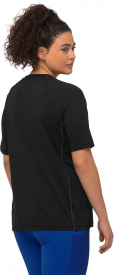 Ulla Popken Piping Accent Functional UVP 50+ Stretch Knit Top Black - T-Shirts - 