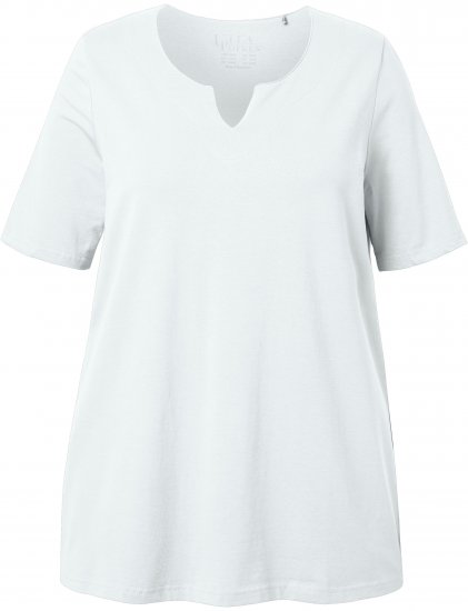Ulla Popken Essential Notch Neck Stretch Tee Snow White - T-Shirts - 