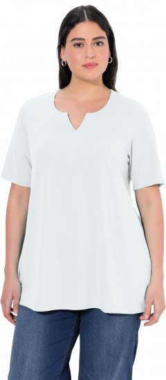 Ulla Popken Essential Notch Neck Stretch Tee Snow White - T-Shirts - 