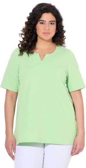 Ulla Popken Essential Notch Neck Stretch Tee Light Green - T-Shirts - 