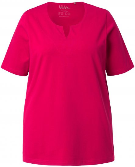 Ulla Popken Essential Notch Neck Stretch Tee Dark Raspberry - T-Shirts - 