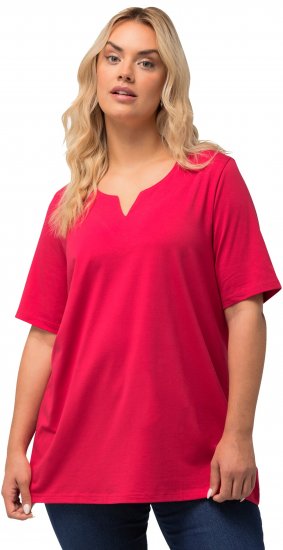 Ulla Popken Essential Notch Neck Stretch Tee Red - T-Shirts - 