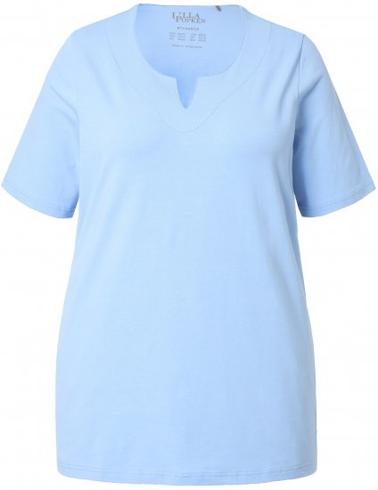 Ulla Popken Essential Notch Neck Stretch Tee Light Blue - Ulla Popken - 