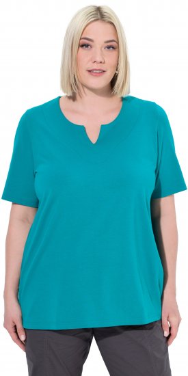 Ulla Popken Essential Notch Neck Stretch Tee Teal - T-Shirts - 