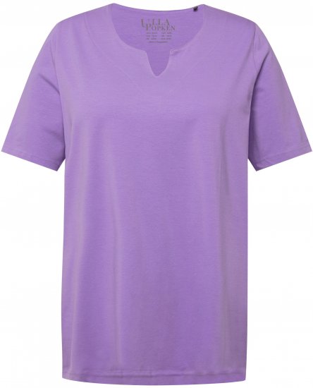 Ulla Popken Essential Notch Neck Stretch Tee Pale Lilac - T-Shirts - 