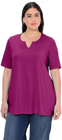 Ulla Popken Essential Notch Neck Stretch Tee Berry - T-Shirts - 
