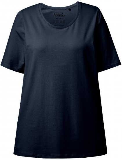 Ulla Popken Essential Round Neck Stretch Tee Navy Blue - T-Shirts - 