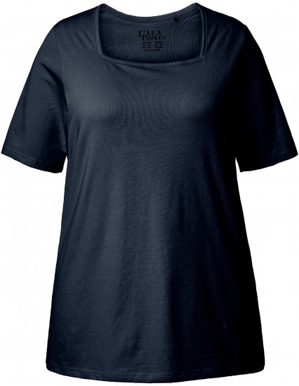 Ulla Popken Essential Square Neck Stretch Tee Navy Blue - T-Shirts - 