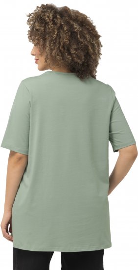 Ulla Popken Essential Square Neck Stretch Tee Light Moss Green - T-Shirts - 