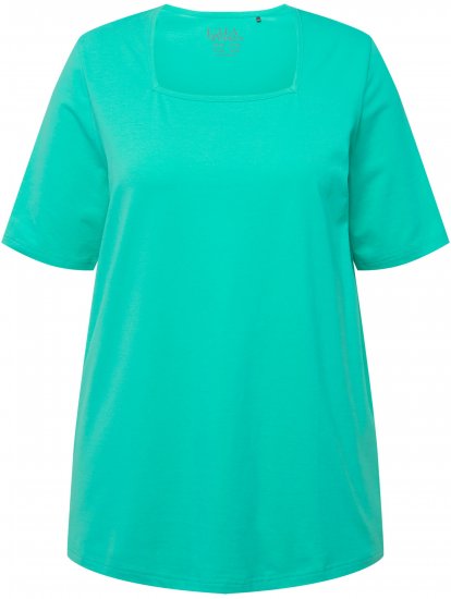 Ulla Popken Essential Square Neck Stretch Tee Turquoise Green - T-Shirts - 