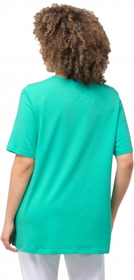 Ulla Popken Essential Square Neck Stretch Tee Turquoise Green - T-Shirts - 