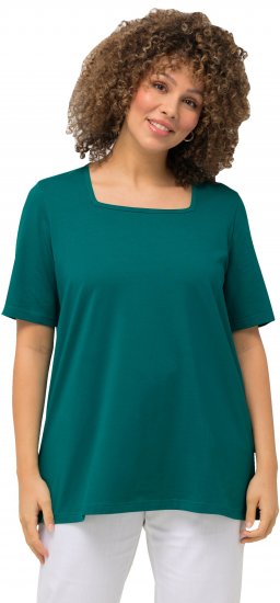Ulla Popken Essential Square Neck Stretch Tee Emerald - T-Shirts - 