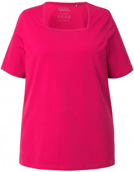 Ulla Popken Essential Square Neck Stretch Tee Dark Raspberry - T-Shirts - 