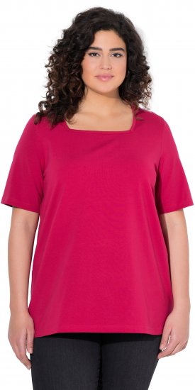 Ulla Popken Essential Square Neck Stretch Tee Dark Raspberry - T-Shirts - 