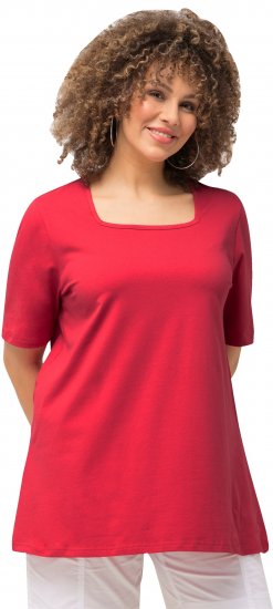 Ulla Popken Essential Square Neck Stretch Tee Dark Pink - T-Shirts - 