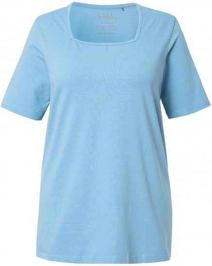 Ulla Popken Essential Square Neck Stretch Tee Light Teal - T-Shirts - 