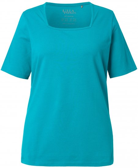 Ulla Popken Essential Square Neck Stretch Tee Green Emerald - T-Shirts - 