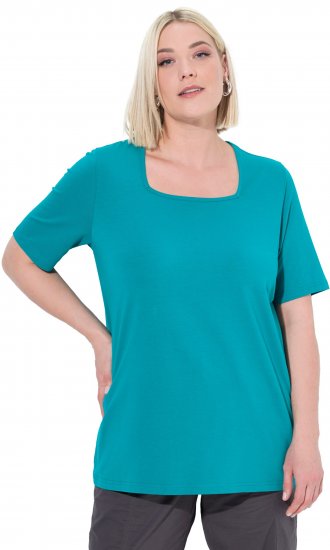 Ulla Popken Essential Square Neck Stretch Tee Teal - T-Shirts - 