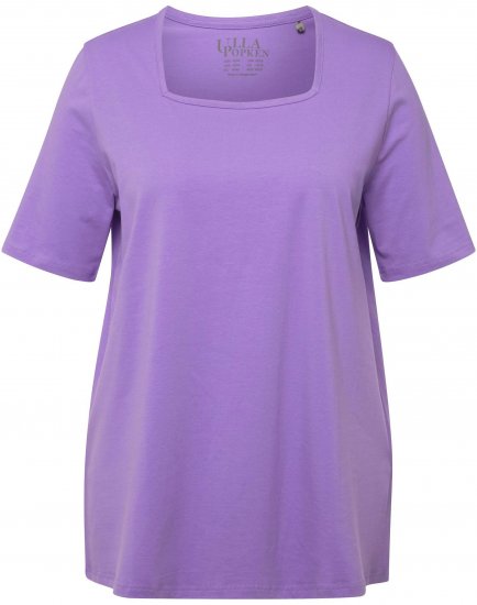 Ulla Popken Essential Square Neck Stretch Tee Pale Lilac - T-Shirts - 