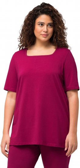 Ulla Popken Essential Square Neck Stretch Tee Magnolia Red - T-Shirts - 
