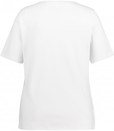 Ulla Popken Double Layer Rounded V-Neck Slim Fit Tee Snow White - T-Shirts - 
