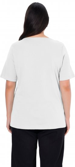 Ulla Popken Double Layer Rounded V-Neck Slim Fit Tee Snow White - T-Shirts - 