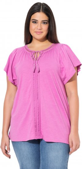 Ulla Popken Wing Sleeve V-Neck Tee Cool Pink - T-Shirts - 