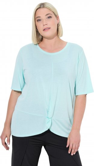 Ulla Popken Antibacterial Short Sleeve Draped Tee Light Turquiose - T-Shirts - 
