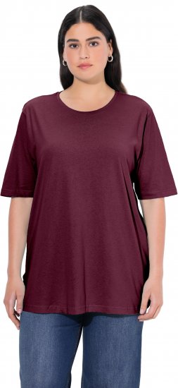 Ulla Popken Basic Round Neck Short Sleeve Relaxed Fit T-Shirt Dark Red - T-Shirts - 