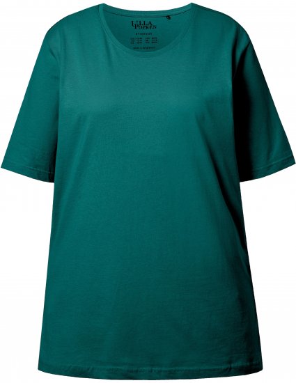 Ulla Popken Basic Round Neck Short Sleeve Relaxed Fit T-Shirt Teal Green - T-Shirts - 