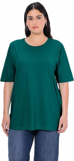 Ulla Popken Basic Round Neck Short Sleeve Relaxed Fit T-Shirt Teal Green - T-Shirts - 
