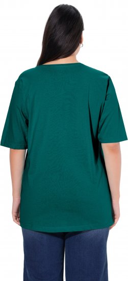 Ulla Popken Basic Round Neck Short Sleeve Relaxed Fit T-Shirt Teal Green - T-Shirts - 