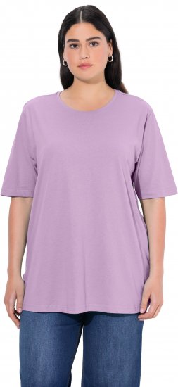 Ulla Popken Basic Round Neck Short Sleeve Relaxed Fit T-Shirt Lavender Pink - T-Shirts - 